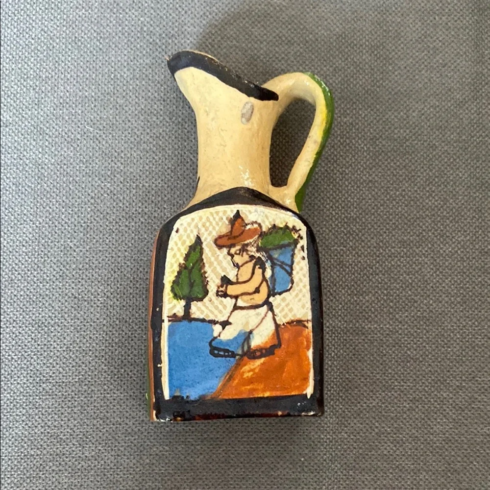 Hand-Painted Ceramic Pitcher with Scenic Design‎